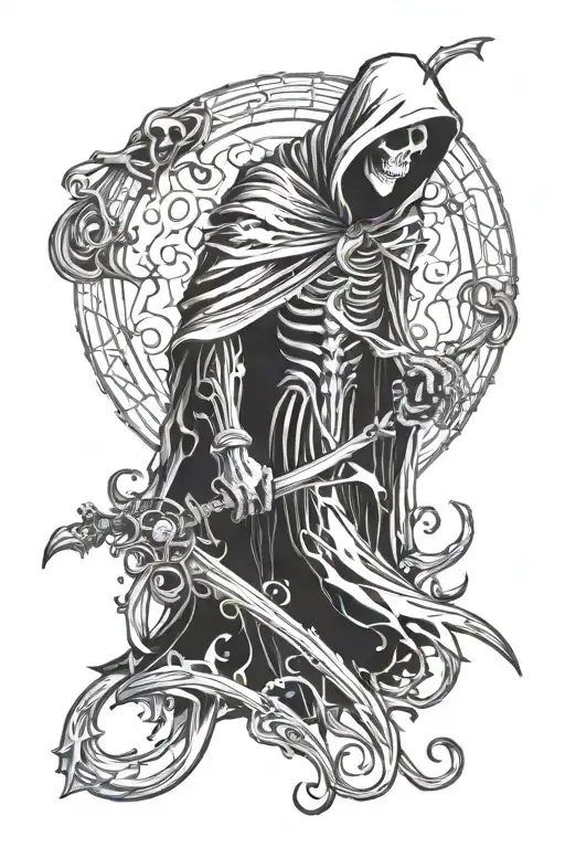reaper and soul leaving the body tattoo design idea