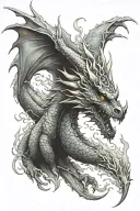 dragon breathing fire tattoo design idea