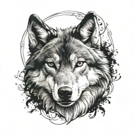 a tatoo idea of a realistic wolf head tattoo design idea