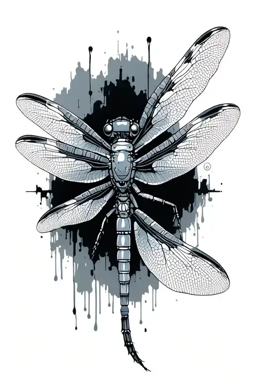mechanical dragonfly perched tattoo design idea