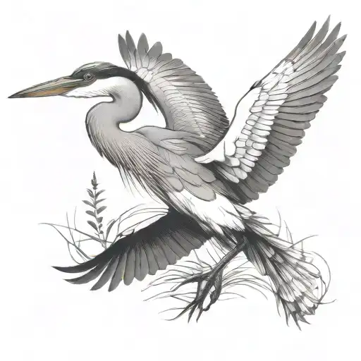 single heron flying  tattoo design idea