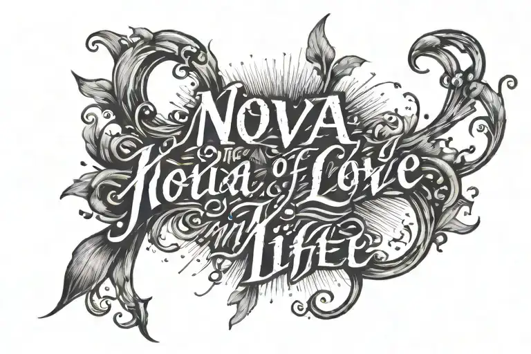 the phrase "nova is the love of my life" written in cursive tattoo design idea