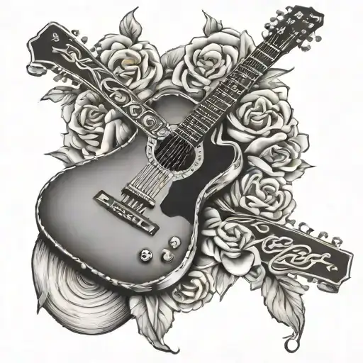 guitar memorial piece for dad tattoo design idea
