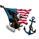 grim reaper, waving american flag, eagle globe and anchor tattoo design idea