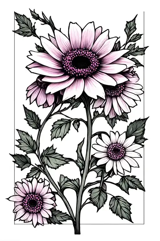 rose foxglove echinacea intertwined vines tattoo design idea