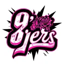 A gang tattoo with the name "9'ers" style gang of the street and the pink color  tattoo design idea