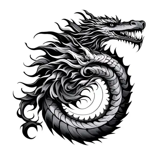 Bakunawa dragon with Filipino sun as rhe neck tattoo tattoo design idea