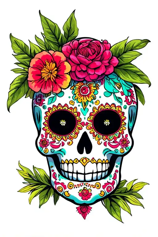 Mexican sugar skull tattoo design idea