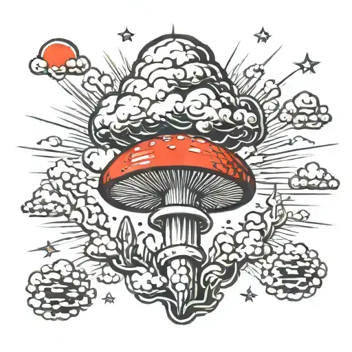 mushroom cloud tattoo design idea