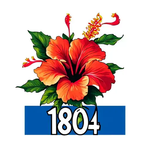 The number 1804 the Haitian flag the hibiscus flower tattoo design idea