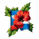The number 1804 the Haitian flag the hibiscus flower tattoo design idea