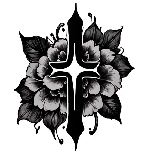 simple cross on spine feminine tattoo design idea