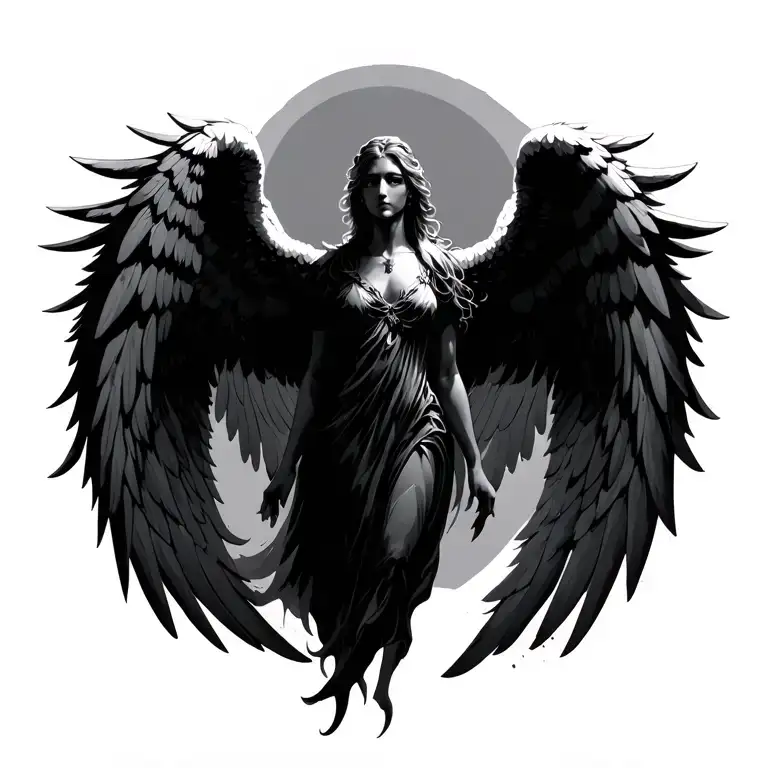anjo seraph angel wings 6 wings spread tattoo design idea