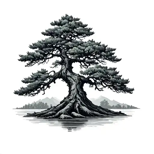 cypress tree tattoo design idea