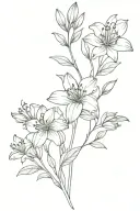 a flower bunch of nerine,lupin and eucalyptus leaves tattoo design idea
