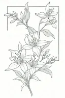 a flower bunch of nerine,lupin and eucalyptus leaves tattoo design idea