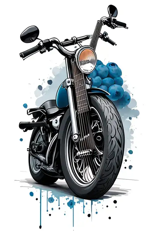 motorcycles, guitar, blueberry tattoo design idea