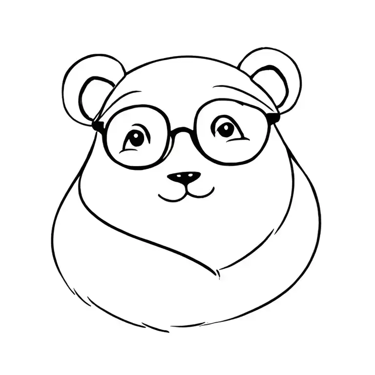 panda wearing glasses face mole sitting tattoo design idea