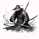 samurai ronin engineer working tattoo design idea