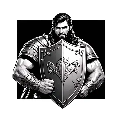 Leon and gladiator to hold a shield tattoo design idea