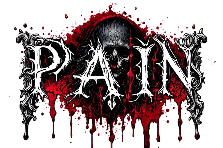 "PAIN" "PAIN" Bloody Pain tattoo design idea
