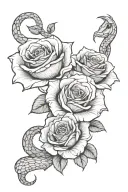 rose's and snake wrapped tattoo design idea