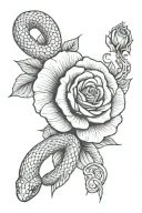 rose's and snake wrapped tattoo design idea