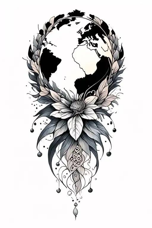 world travel tattoo design idea