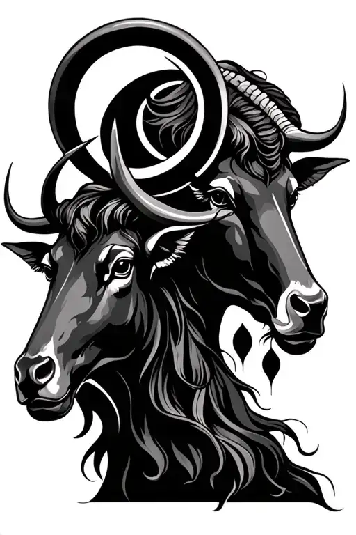 aquarius and taurus zodiac sign tattoo design idea