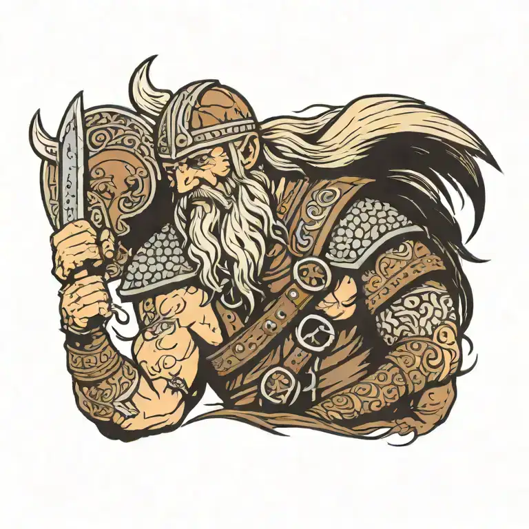 viking warrior with war paint  tattoo design idea