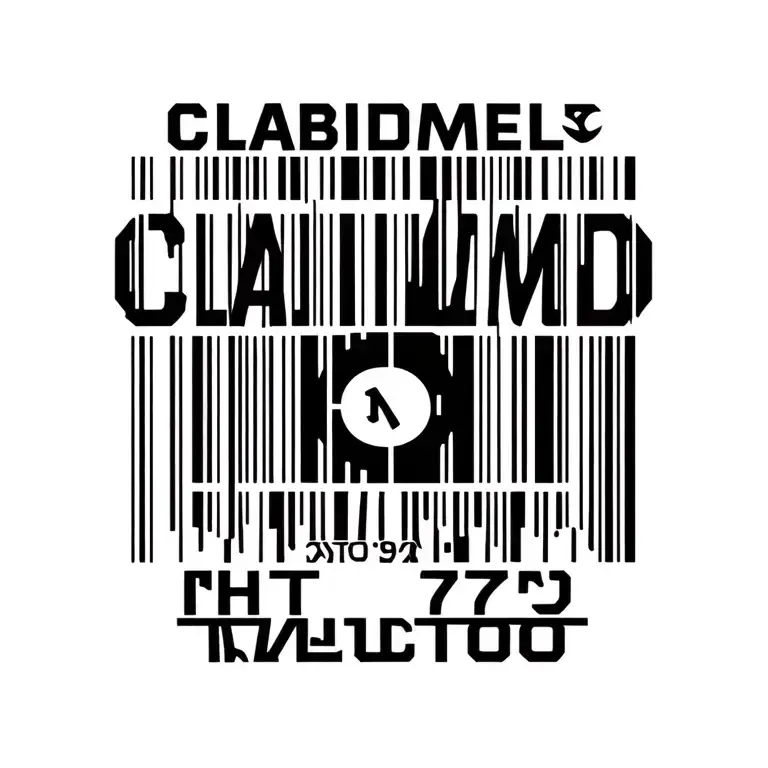 barcode design featuring the word CLAIMED tattoo design idea