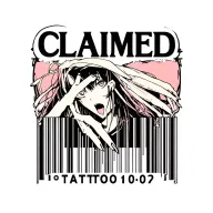 barcode design featuring the word CLAIMED tattoo design idea
