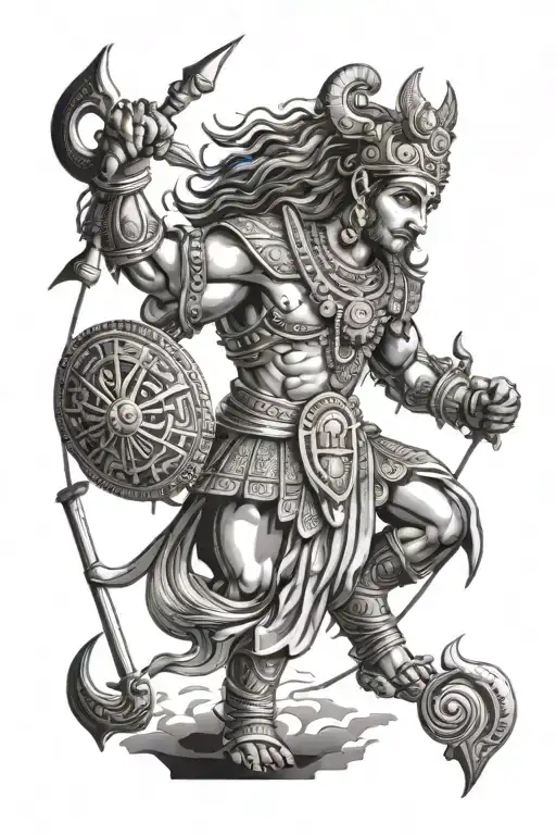 mahabharat warrior karna with sun tattoo design idea