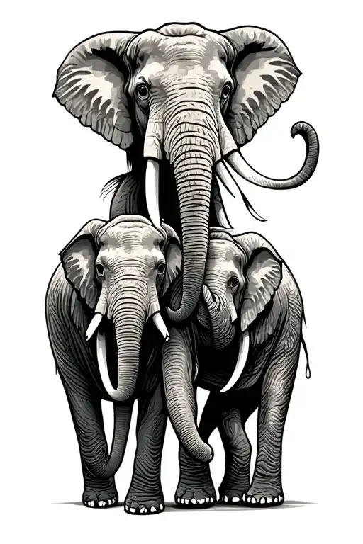 elephants walking together tattoo design idea