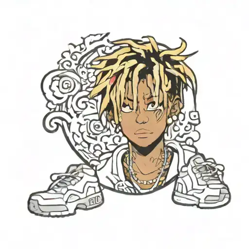 juice wrld 999 with an A tattoo design idea