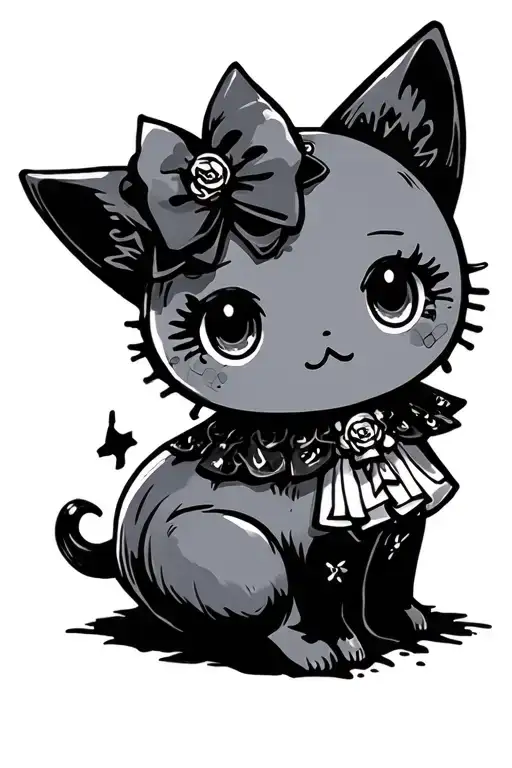 sanrio,dark,creepy,gothic,cute tattoo design idea