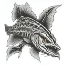 skeleton of northern pike  tattoo design idea