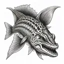 skeleton of northern pike  tattoo design idea