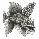 skeleton of northern pike  tattoo design idea
