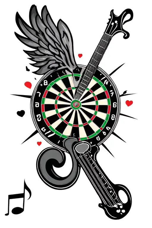 music darts love tattoo design idea