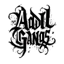 WRITTEN TEXT AADIL GANGS tattoo design idea