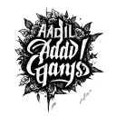 WRITTEN TEXT AADIL GANGS tattoo design idea