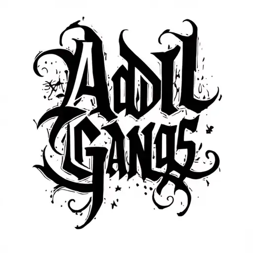 WRITTEN TEXT AADIL GANGS tattoo design idea