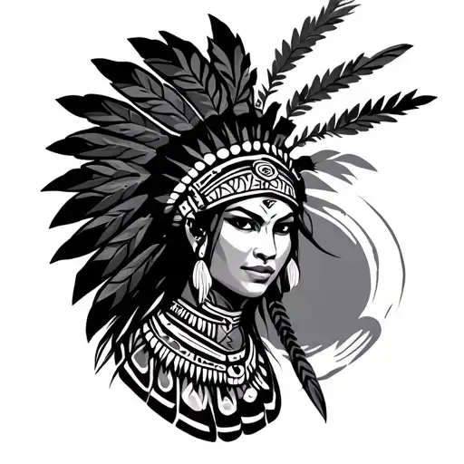 Taino female warrior tattoo design idea