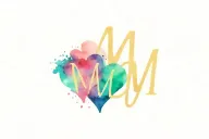 3 initials A and 2 initials m with hearts tattoo design idea