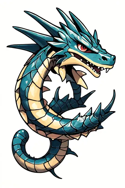 Totodile Gyarados Unown Pokemon tattoo design idea