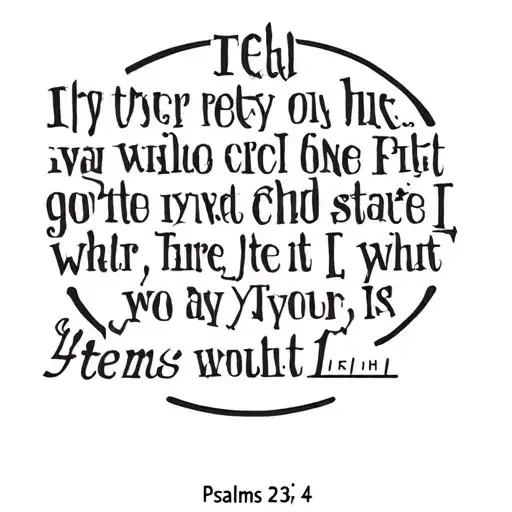psalms 23:4 black ith red tattoo design idea