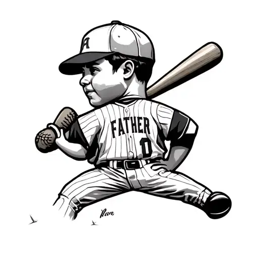 father son baseball  tattoo design idea
