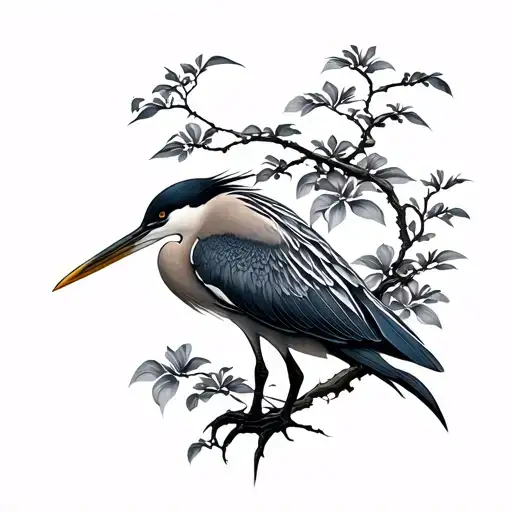 Japanese heron tattoo design idea