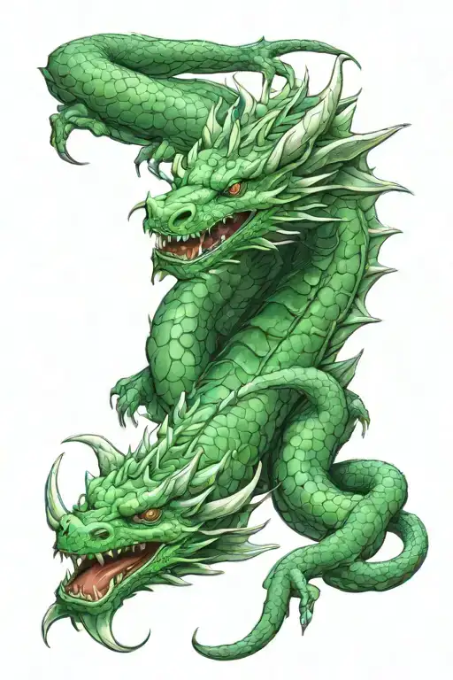 jade green dragon asleep wrapped loosely tattoo design idea
